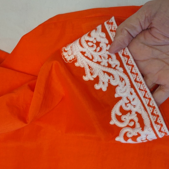Michael Kors Long Sleeved Orange Embroidered Tunic/Cover Up Size Medium - Picture 14 of 15
